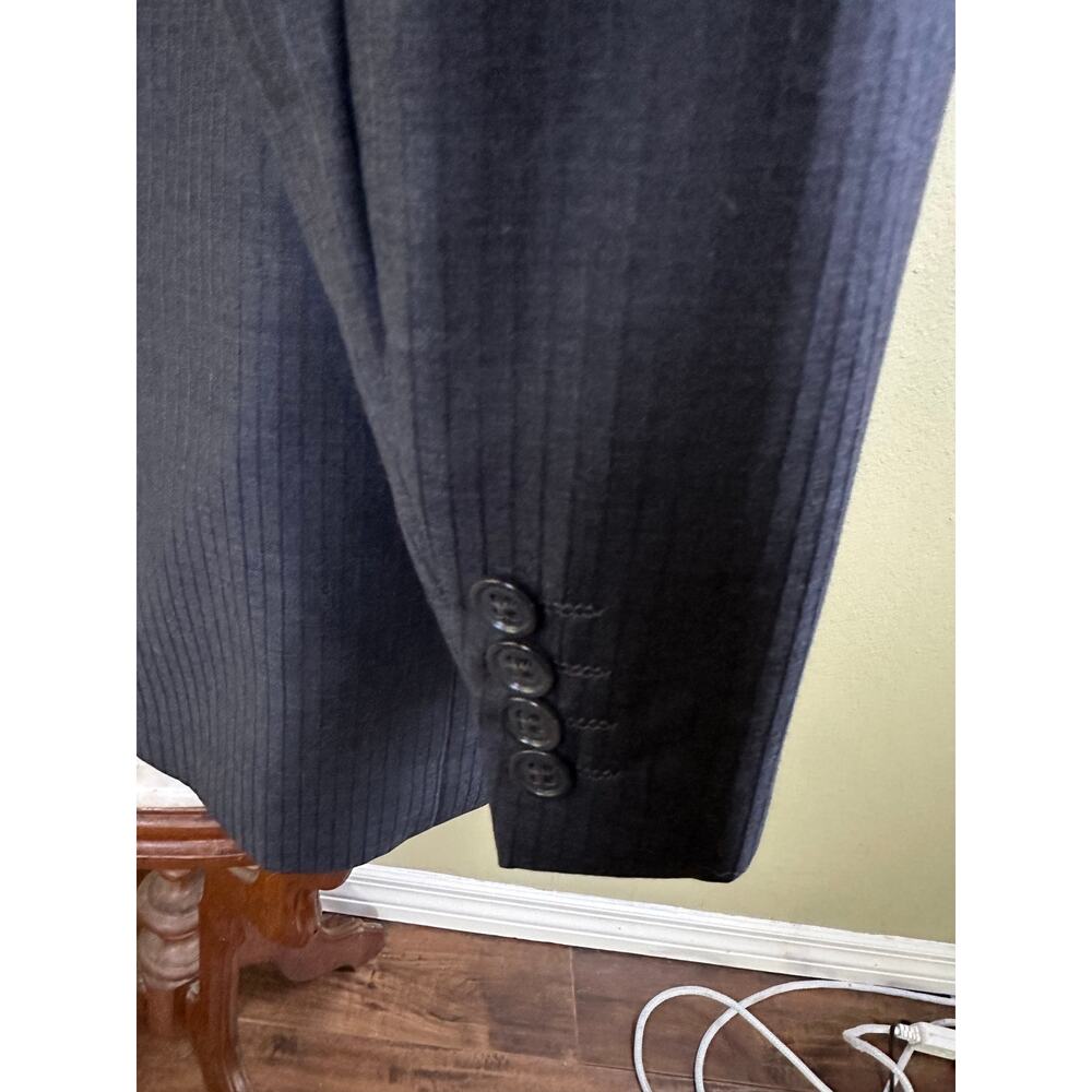 Calvin Klein 44L Men Blazer Dark Grey Sport Coat 2 Button 1 Vent pin stripe - Picture 6 of 14